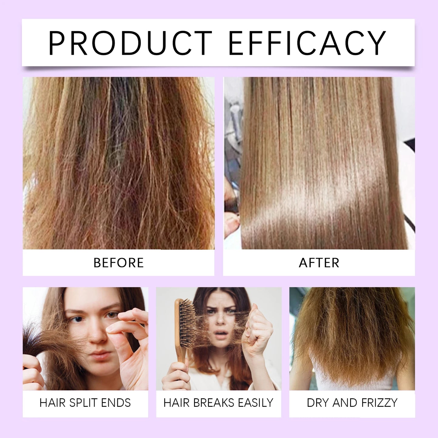 Purple Keratin Hair Mask Fast Repair for Dry Frizz Damaged Hair