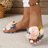 Women's Flower Flat Slippers New Summer Female Beach Shoes Fashion Open Toe Casual Slides Shoes for Women Outdoor Ladies Sandals