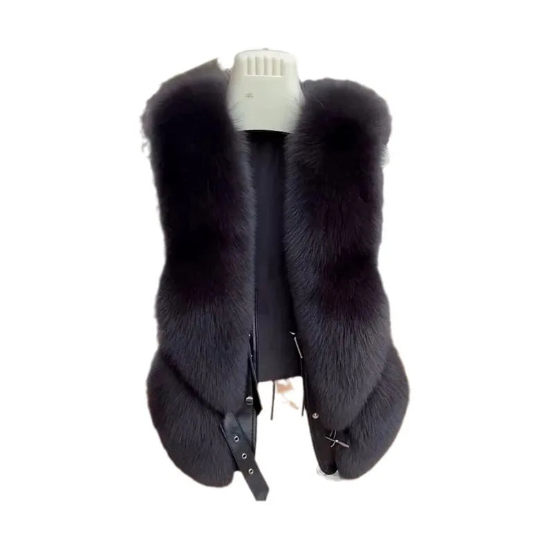 Faux Fur Belt Design Furry Vest