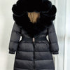 Long Winter Coat. Real Big Fox Fur Collar Belt Loose Puffer