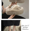 Woman Furry Ladies Faux Fur Luxury Fluffy Plush Slipper House Fuzzy Girl Platform Indoor Flat Casual sandals Round Toe Winter