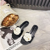 High End Luxury Flower Slippers Women Camellia Shoes Open Toe Slides Femme Outside&Home Pantuflas Sandals Ladies Flip Flops