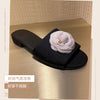 High End Luxury Flower Slippers Women Camellia Shoes Open Toe Slides Femme Outside&Home Pantuflas Sandals Ladies Flip Flops