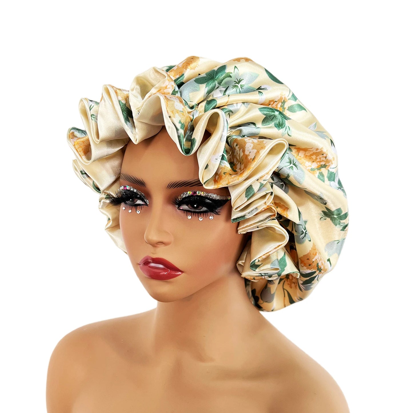 Women Satin Bonnet Cap Double Layer Silk