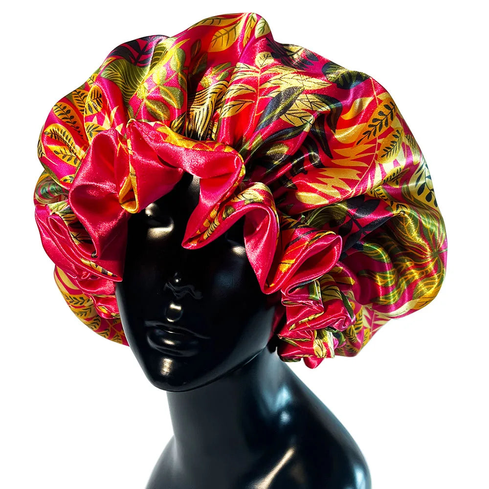 Women Satin Bonnet Cap Double Layer Silk