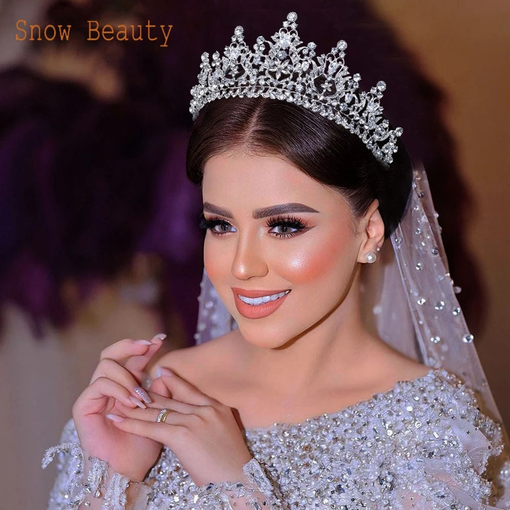 A195 Baroque Wedding Headband Crystal Bridal Crowns and Tiaras Hair Jewelry Accessories Women Rhinestone Headwears Queen Diadems