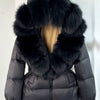 Real Fox Fur Puffer Hooded Coat. Thick Warm Waterptoof