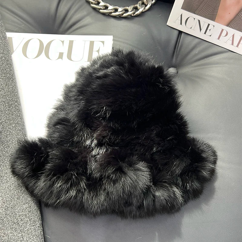 New Real Soft Natural Rabbit Fur Hats