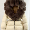 Real Fox Fur Puffer Hooded Coat. Thick Warm Waterptoof