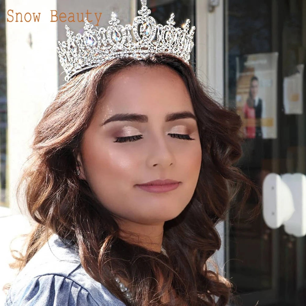 A121 Rhinestone Wedding Crowns Crystal Bridal Hair Accessories Zirconia Women Tiara Baroque Headband Bride Queen Diadem Headwear