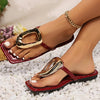 Wine Red Fashion Metal Footwear Women Slippers Flip Flops Summer Beach Female Slides Slippers Luxury Ladies Flats Sandals Shoes