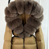 Real Fox Fur Puffer Hooded Coat. Thick Warm Waterptoof