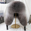 100% Real Silver Fox Fur Bomber Hat Raccoon Fur Real Leather
