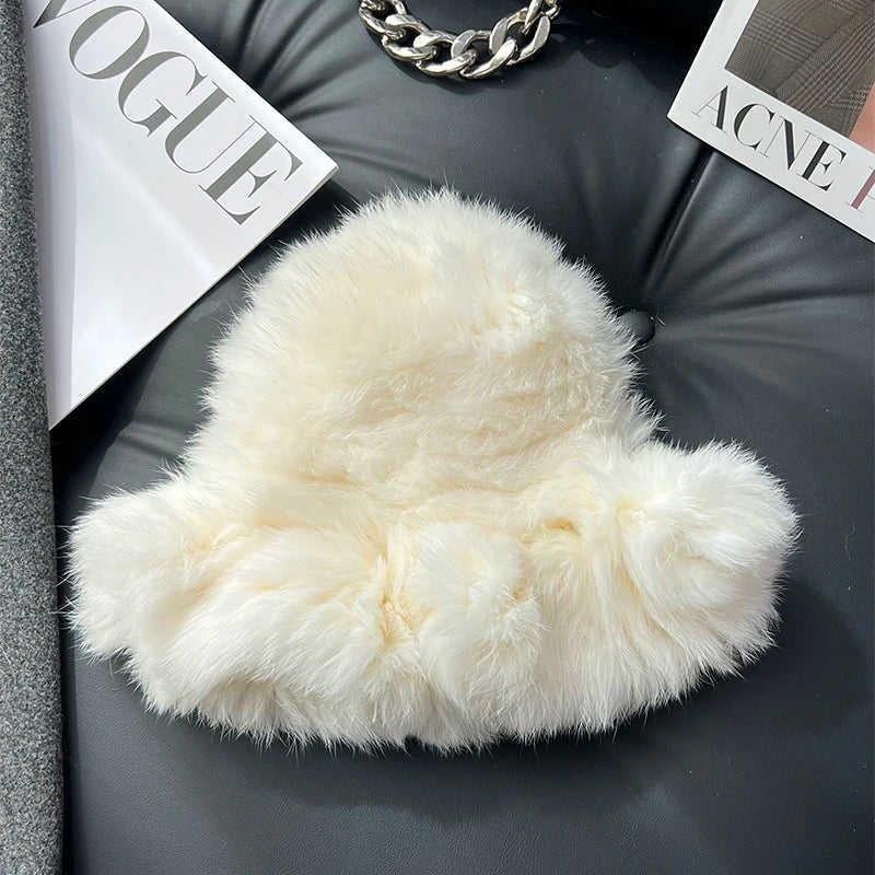 New Real Soft Natural Rabbit Fur Hats