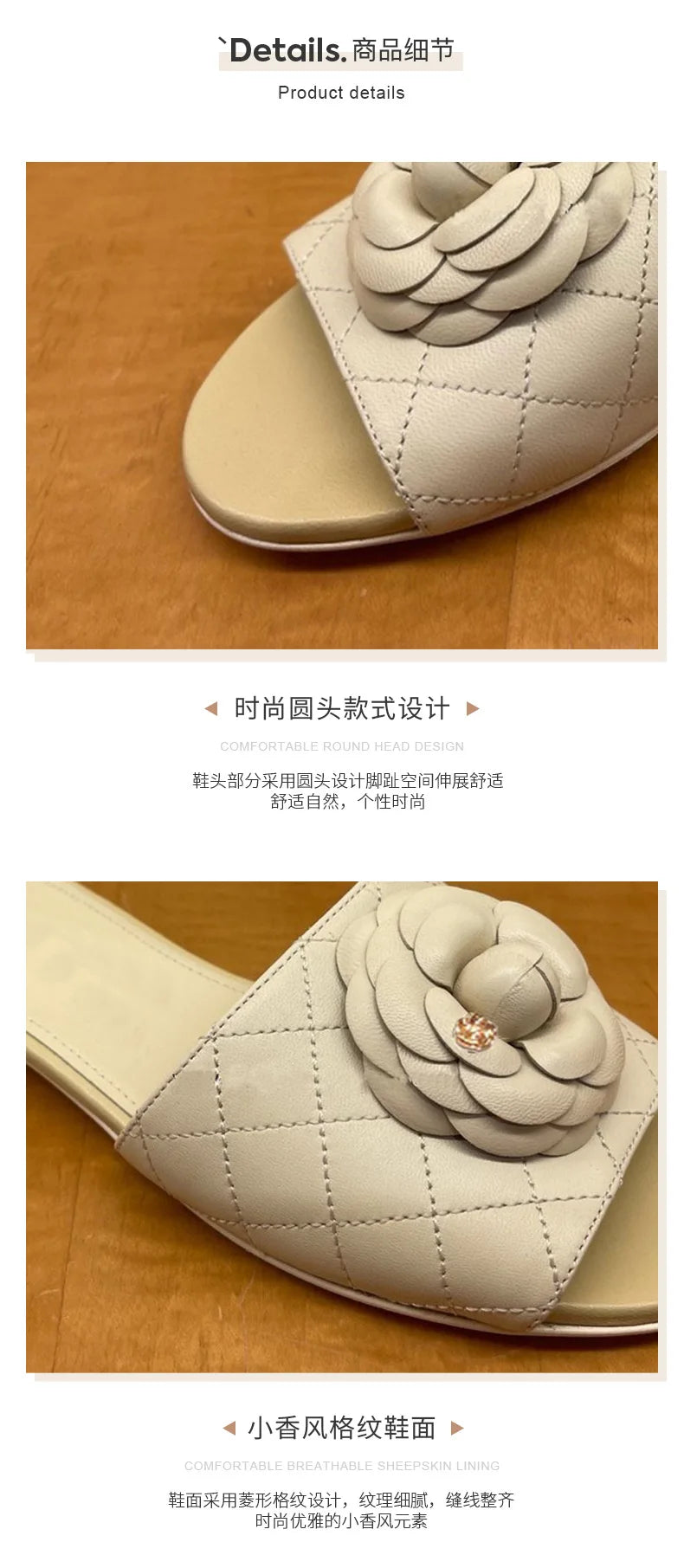 High End Luxury Flower Slippers Women Camellia Shoes Open Toe Slides Femme Outside&Home Pantuflas Sandals Ladies Flip Flops