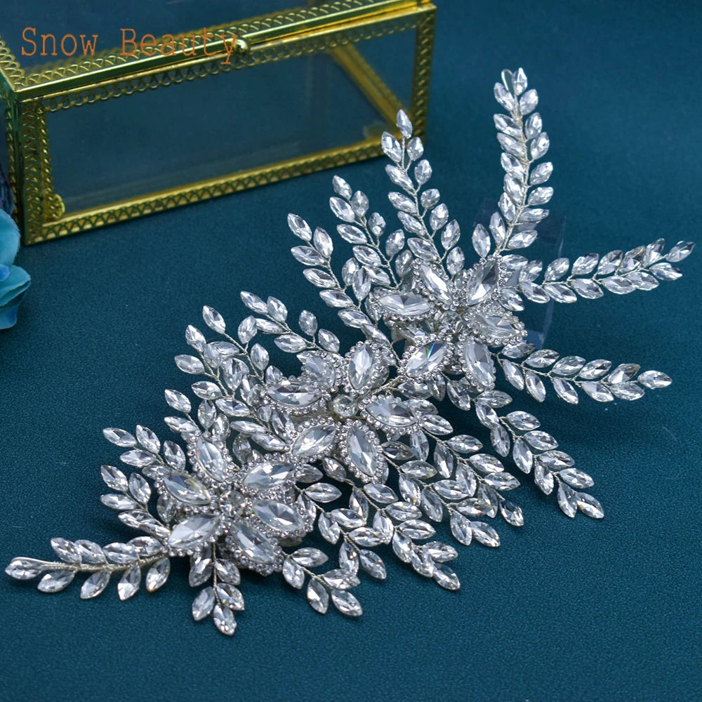 DZ012 Champagne Crystal Headband Tiara For Women Rhinestone Hairband Pageant Party Headdress Wedding Hair Accessories Jewelry