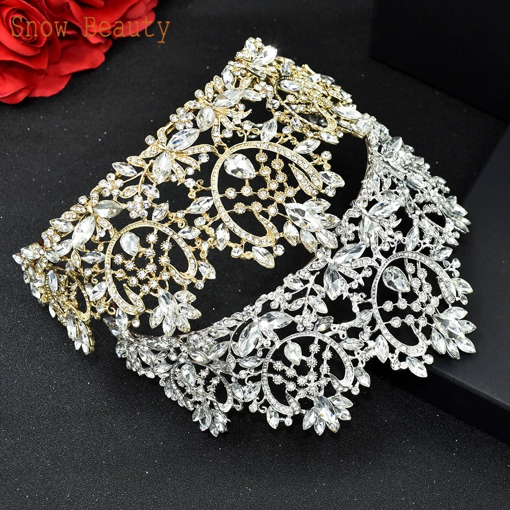 A195 Baroque Wedding Headband Crystal Bridal Crowns and Tiaras Hair Jewelry Accessories Women Rhinestone Headwears Queen Diadems