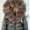 Real Fox Fur Puffer Hooded Coat. Thick Warm Waterptoof