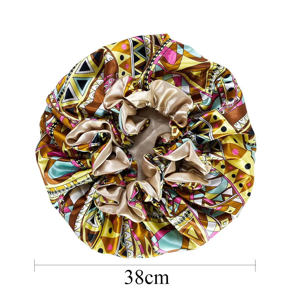 Women Satin Bonnet Cap Double Layer Silk