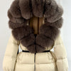 Real Fox Fur Puffer Hooded Coat. Thick Warm Waterptoof