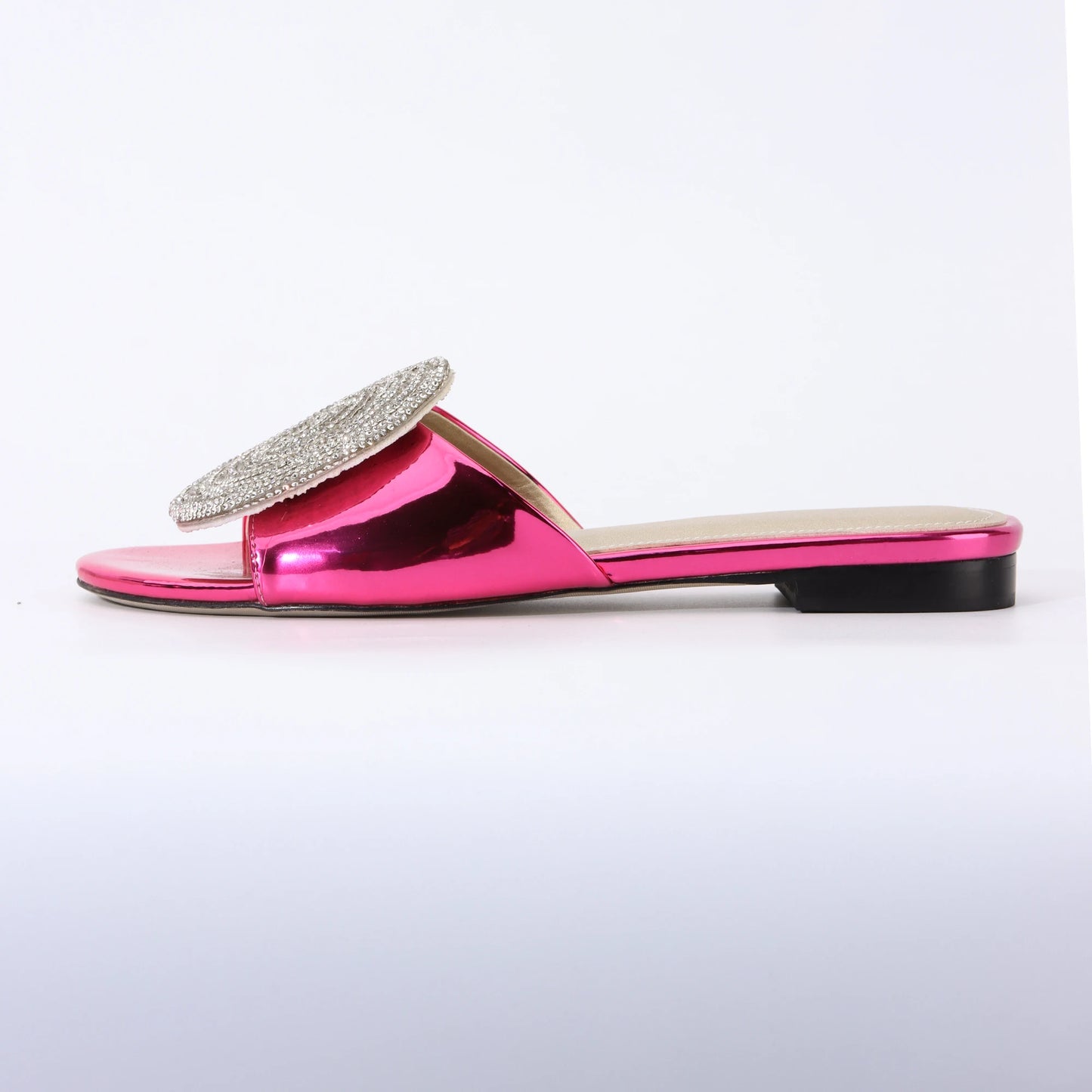 Fashion Design Women Flat Sandals 2023 Summer High Quality Women Gold Rhinestone Modern Slippers For Wedding Dress Party Shoes