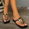 Wine Red Fashion Metal Footwear Women Slippers Flip Flops Summer Beach Female Slides Slippers Luxury Ladies Flats Sandals Shoes