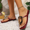 Wine Red Fashion Metal Footwear Women Slippers Flip Flops Summer Beach Female Slides Slippers Luxury Ladies Flats Sandals Shoes