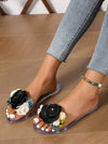 Women's Flower Flat Slippers New Summer Female Beach Shoes Fashion Open Toe Casual Slides Shoes for Women Outdoor Ladies Sandals