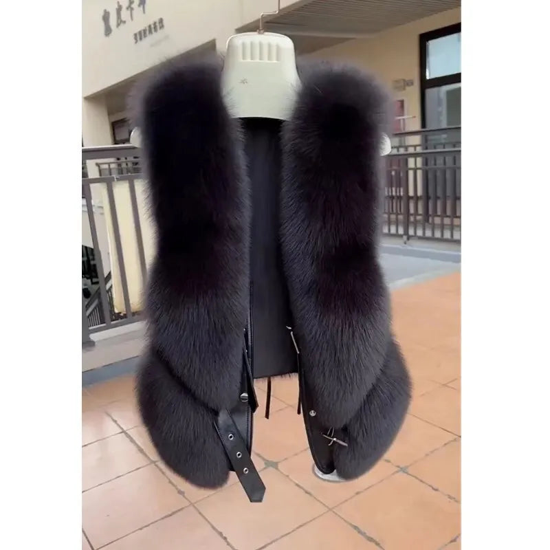 Faux Fur Belt Design Furry Vest