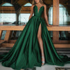 Gold Evening Dress Satin Sleeveless Off The Shoulder Split Bridal Ball Gowns