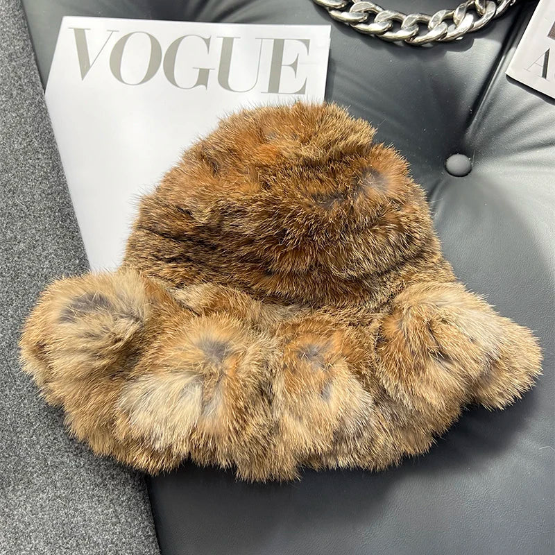 New Real Soft Natural Rabbit Fur Hats