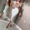 White Sheer Mesh  Pearl Elegant Lady's Evening Gown