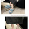 Woman Furry Ladies Faux Fur Luxury Fluffy Plush Slipper House Fuzzy Girl Platform Indoor Flat Casual sandals Round Toe Winter