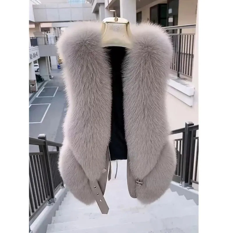 Faux Fur Belt Design Furry Vest