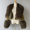 Jxwatcher Wool Coat for Women Real Mongolian Fur Collar Cuffs Winter Fashion Solid Color Tweed Cropped Jacket Fall New Arrival