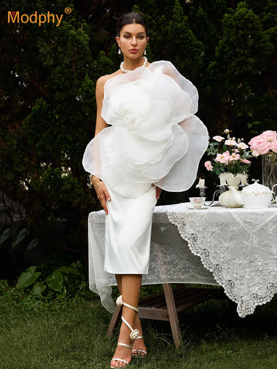 Long Evening Maxi Dress One Shoulder Hand 3D Floral Formal Dress