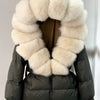 Real Fox Fur Puffer Hooded Coat. Thick Warm Waterptoof