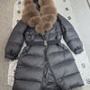 Long Winter Coat. Real Big Fox Fur Collar Belt Loose Puffer