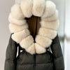Real Fox Fur Puffer Hooded Coat. Thick Warm Waterptoof