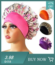 Women Satin Bonnet Cap Double Layer Silk