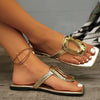 Wine Red Fashion Metal Footwear Women Slippers Flip Flops Summer Beach Female Slides Slippers Luxury Ladies Flats Sandals Shoes