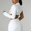 Waist and Back Exposed White Sexy Pearl Pendant Slim Dress