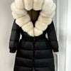 Long Winter Coat. Real Big Fox Fur Collar Belt Loose Puffer