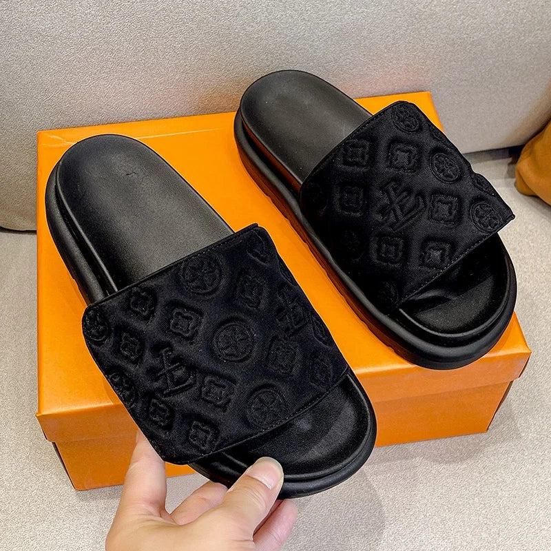 Ladies Magic Sticker Flat Slippers 2023 Summer New Designer  for Women Elegant Home Flat Slippers Outdoor Sandals and Slippers