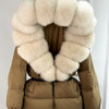 Real Fox Fur Puffer Hooded Coat. Thick Warm Waterptoof
