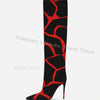 Zebra Print Knee High Boots Genuine Leather Mixed Color Slip-On Elegant Concise Fashion Women Shoes New Pointed Toe Thin Heels