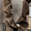 High Heel Long Boots for Women Botte Winter Boots Shoes Botas Mujer Thin Heeled Pointed Denim Metal Button Shoe Zapatos De Mujer
