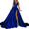 Gold Evening Dress Satin Sleeveless Off The Shoulder Split Bridal Ball Gowns