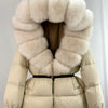 Real Fox Fur Puffer Hooded Coat. Thick Warm Waterptoof
