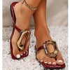 Wine Red Fashion Metal Footwear Women Slippers Flip Flops Summer Beach Female Slides Slippers Luxury Ladies Flats Sandals Shoes